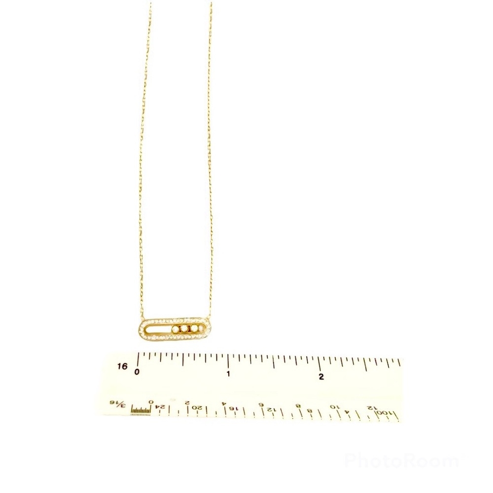 🆕 Gorgeous 18k Diamond Slider Oval Bar Necklace NWT - Picture 9 of 16